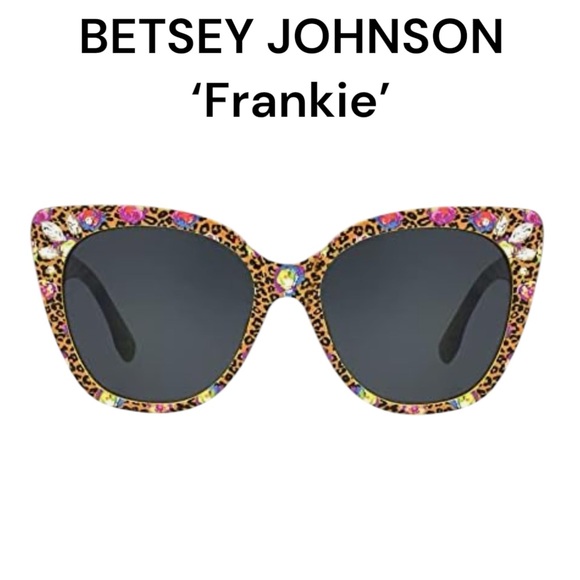 NWT BETSEY JOHNSON ‘FRANKIE’ SUNGLASSES LEOPARD & RHINESTONE DETAIL - Picture 1 of 9